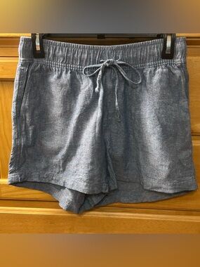 Gap Women's Blue Linen Shorts with Elastic Waist & Functional Drawstring Size XS